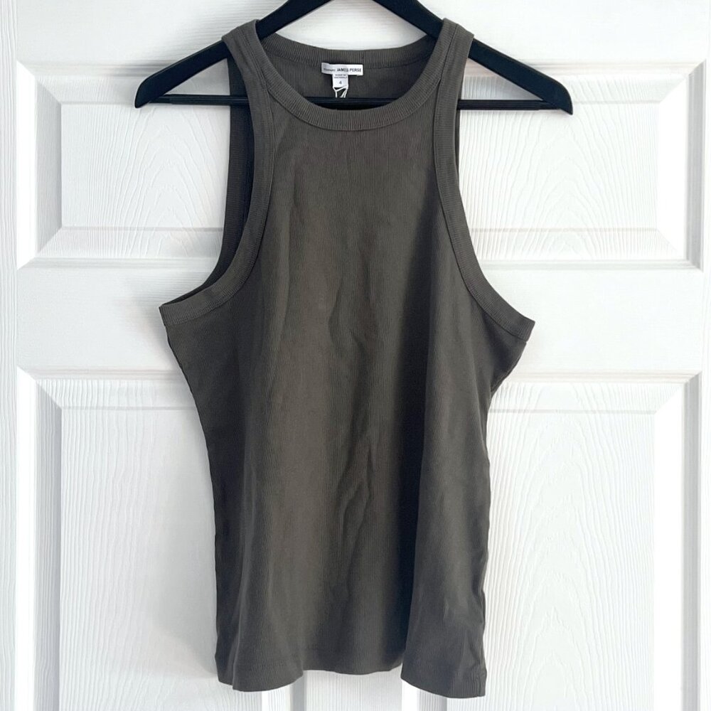 Standard James Perse shirt green ribbed cutaway tank top size 4 NWT